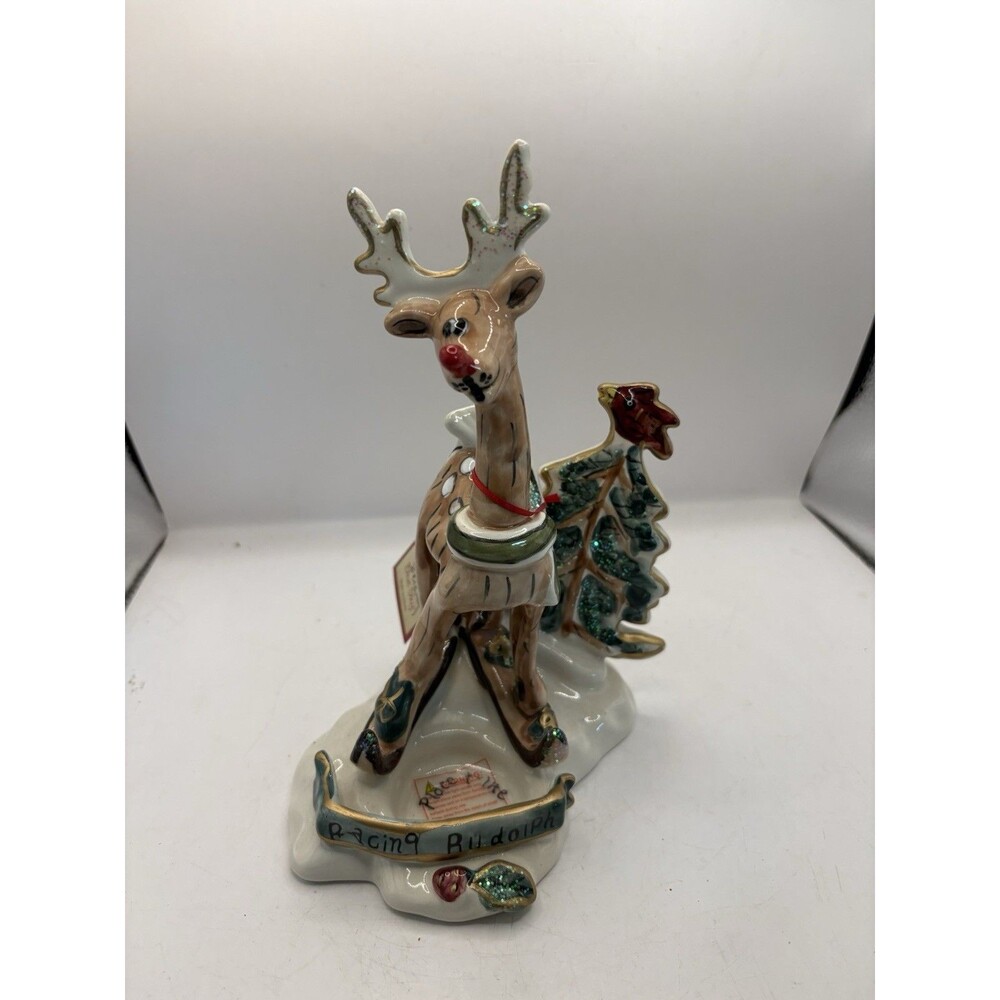 Blue Sky Clayworks Heather Goldminc RACING RUDOLPH REINDEER TEA LIGHT HOLDER
